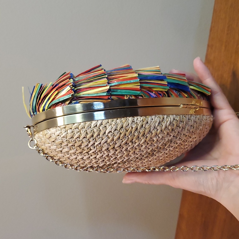 Betsey Johnson  Multicolor Fringe Heart Shoulder Bag Clutch - Picture 4 of 10